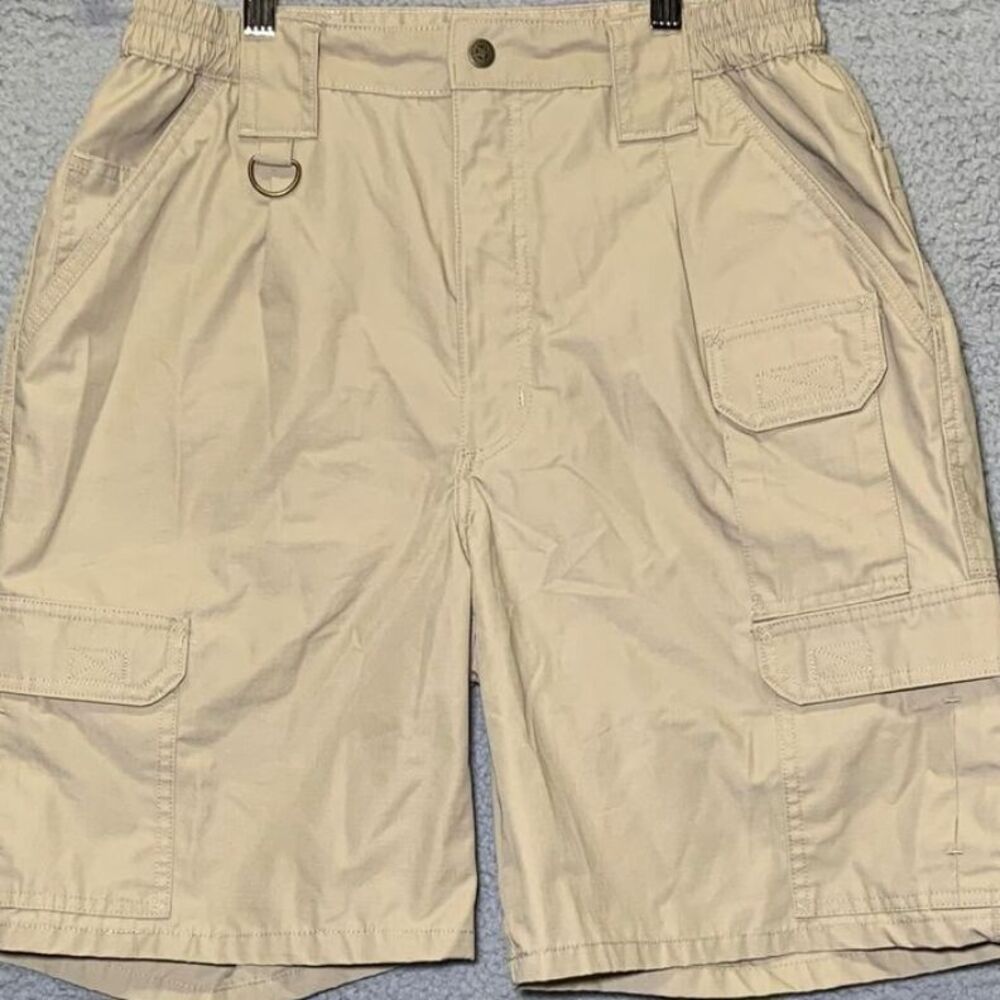 Propper Cargo Shorts Mens 34 Tan Chino Stretch Stretchable Waist Pockets Outdoor